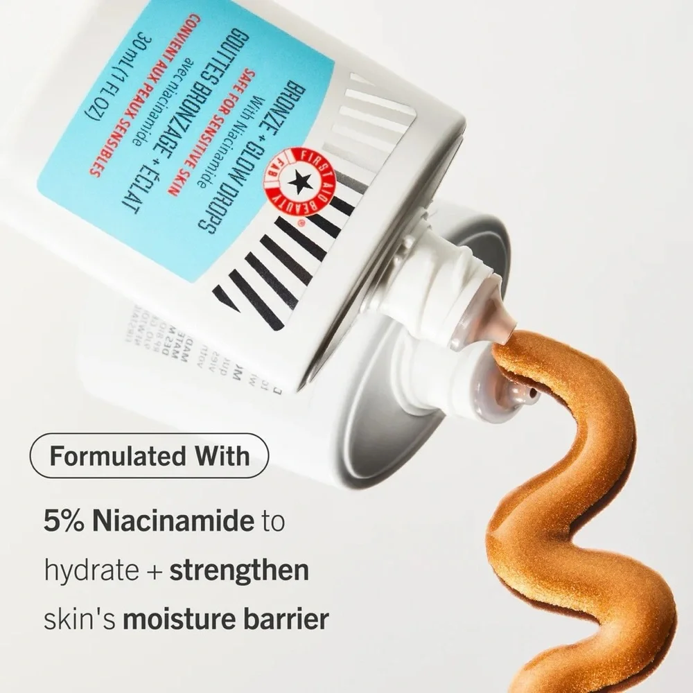 FIRST AID BEAUTY Bronze + Glow Drops With Niacinamide • 8ml NEW